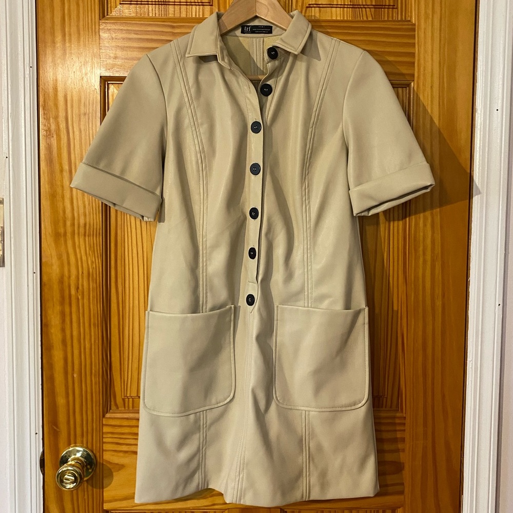Zara TRF Faux Leather Shirt Dress